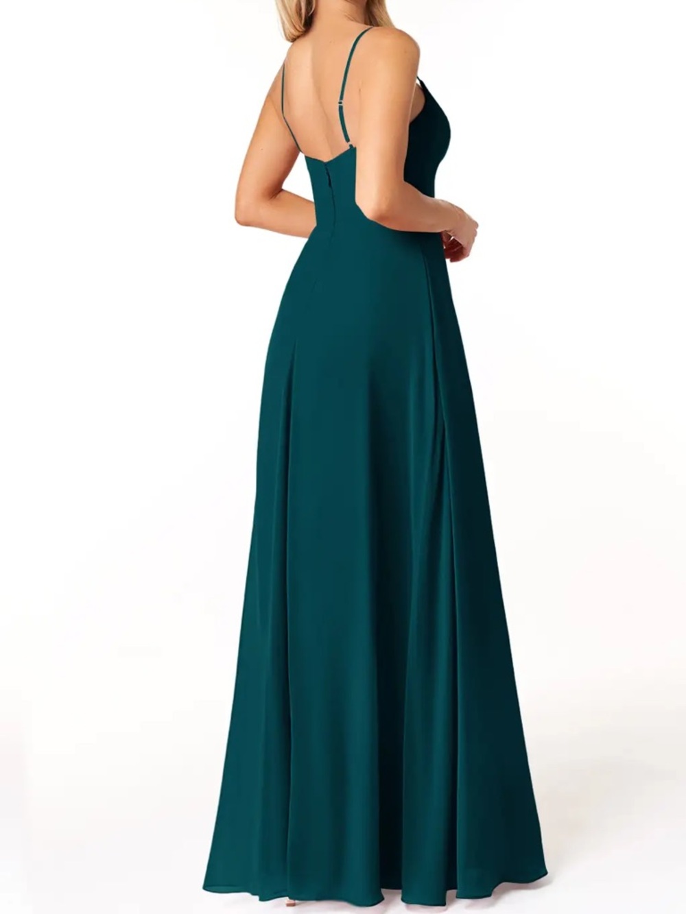 Azazie Moira Bridesmaid / Cocktail / Wedding Guest Gown-  Pine, Size A12 - Picture 2 of 10